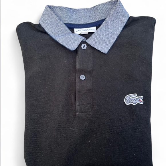 Lacoste Other - Lacoste Men’s Polo Shirt with Big Logo Black and Gray Size 5